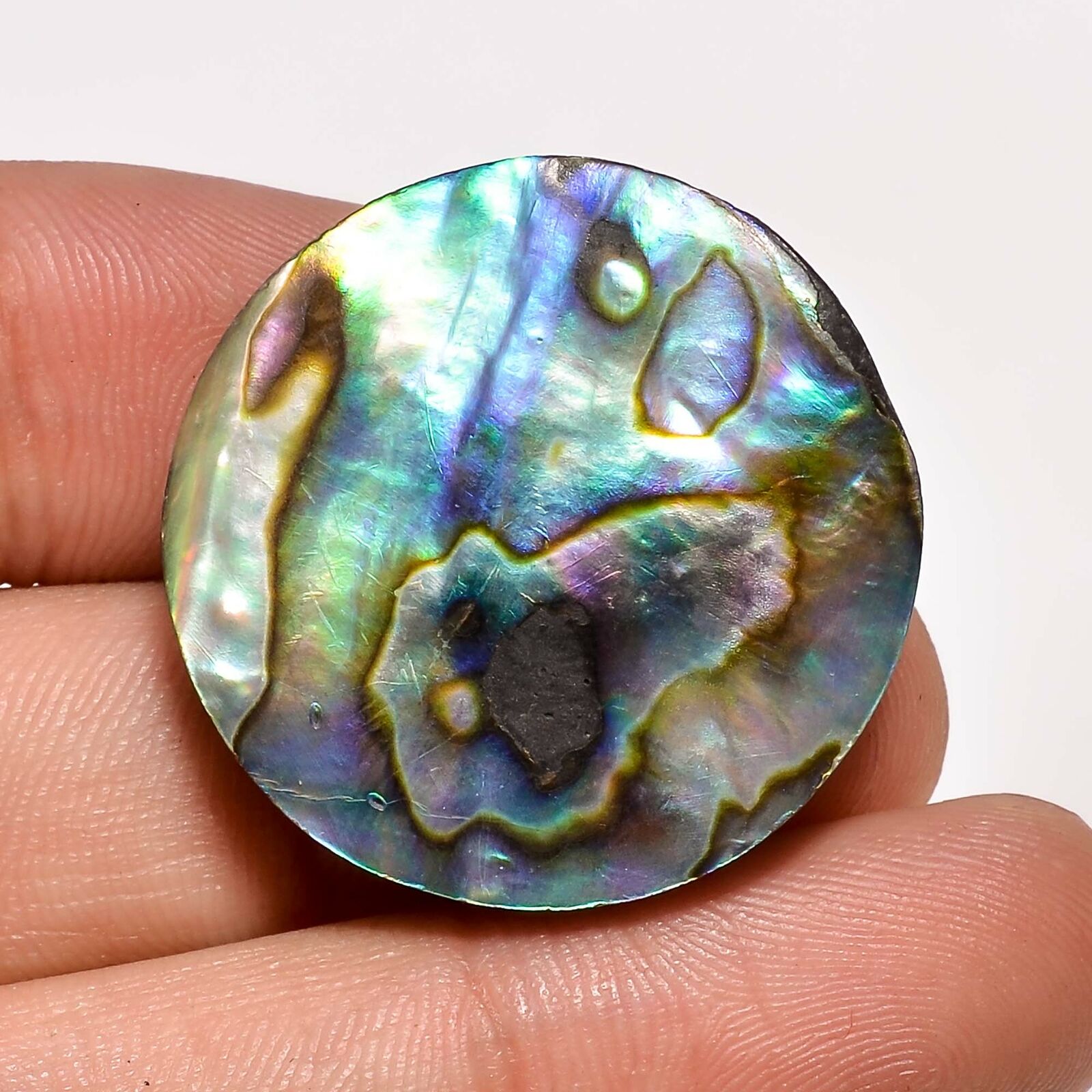 43.4 Ct. 100% Natural Abalone Shell Cabochon Loose Gemstone 27x27x6 Mm Hb-3909