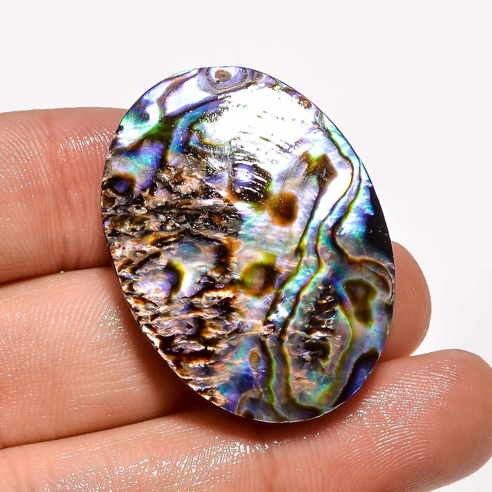47.85 Ct. 100% Natural Abalone Shell Cabochon Loose Gemstone 35x25x7 Mm Hb-3950