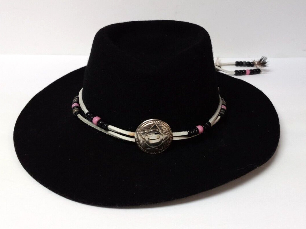 Webster Fine Quality Felt Children’s Cowboy Hat Black Vintage Sz Small W/ Tassel