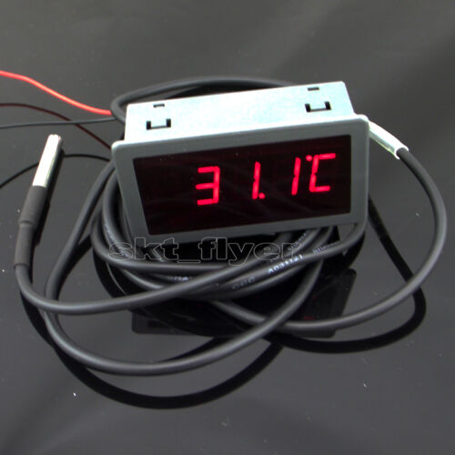 0.56"  F/c 12v Dc Red Led Digital Car Meter Thermometer -55-125°c Ds18b20 Sensor