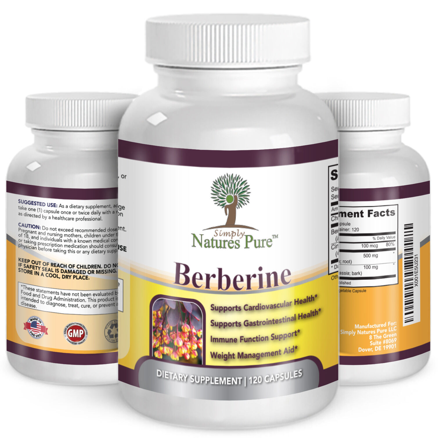 Berberine Hcl 500mg Premium - 120 Capsules - 2 Month Supply