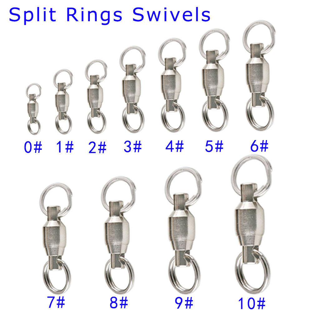 Ball Bearing Swivels Split Rings Sea Fishing Lot 0/1/2/3/4/5/6/7/8/10# Smooth