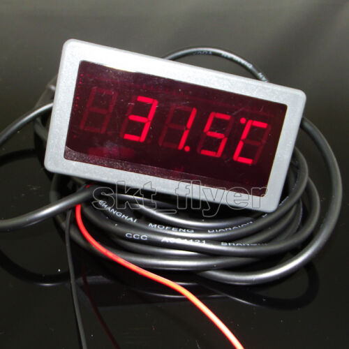 3m  F/c Digital Red Led 12v Dc Car Temperature Meter Thermometer Ds18b20 Sensor
