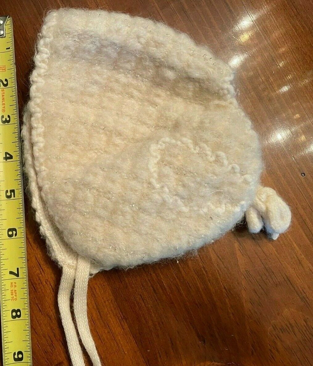 Vtg 1950's Baby Hat Winter "sparkles" Pony Tail Opening Back Doll Clothing