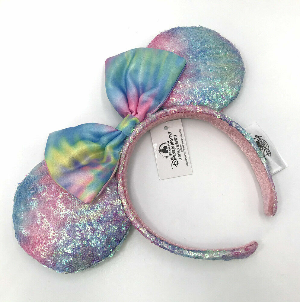 Headband Rare Peach Sequin Shdr 2022 Ears Pastel Rainbow Tie Dye Disney Parks A2