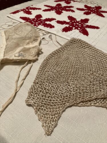 Antique Baby Net Cap And Crochet Childs Cap
