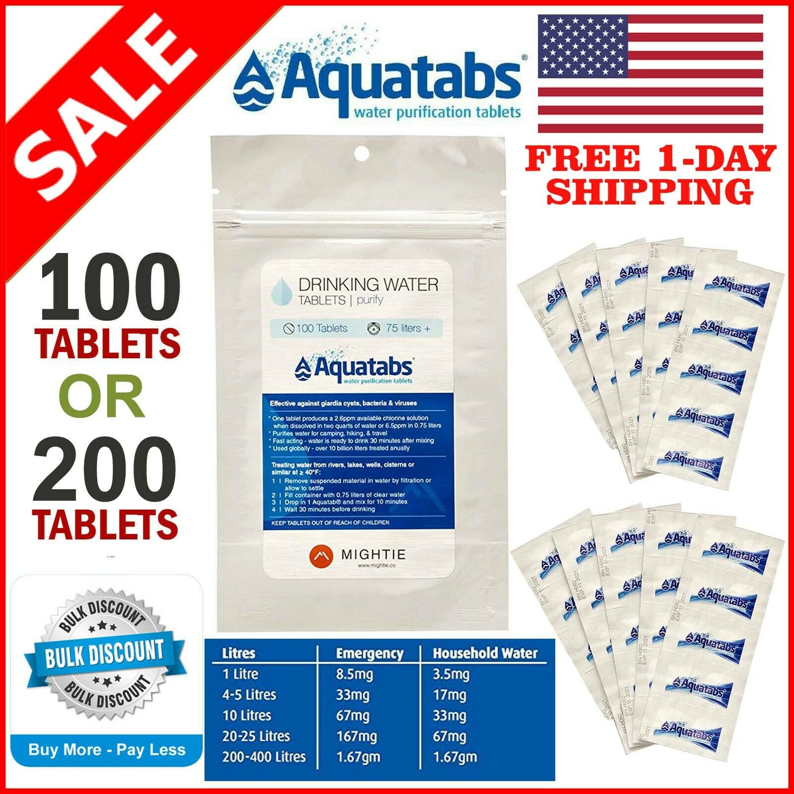 Survival #1 Water Purification Tablets Aquatabs Easy Purify And Cleaning Water