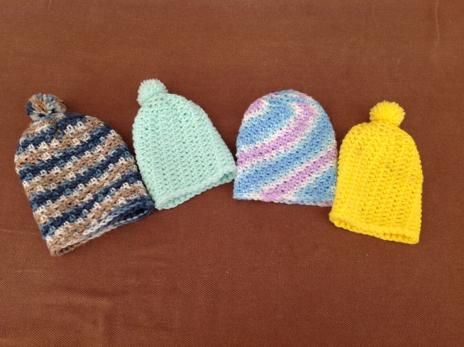 4 Vintage Crocheted Hats