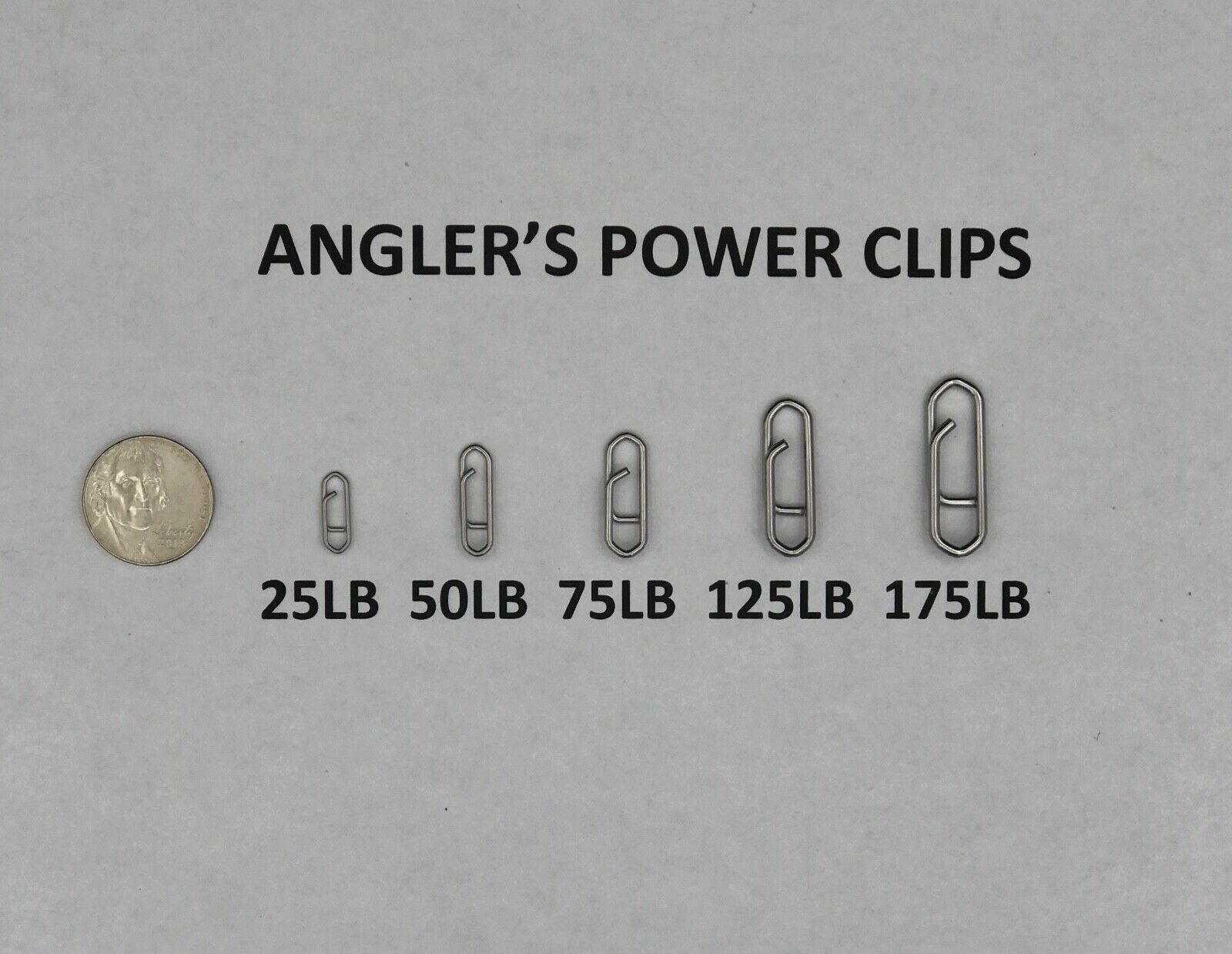 Anglers Power Clips - 25lb 50lb 75lb 125lb 175lb - Bulk Packs 25/50/100 Usa