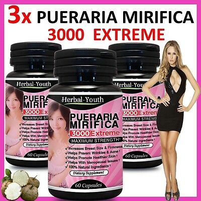 3 X Bottles ◆ Pueraria Mirifica 3000 ◆ Bust Firming Breast Enlargement Capsules
