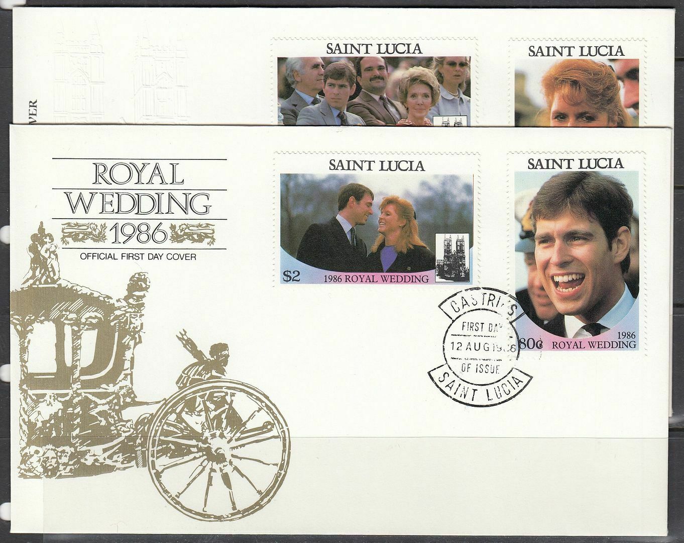 St. Lucia Scott 839-40 Fdc - 1986 Royal Wedding