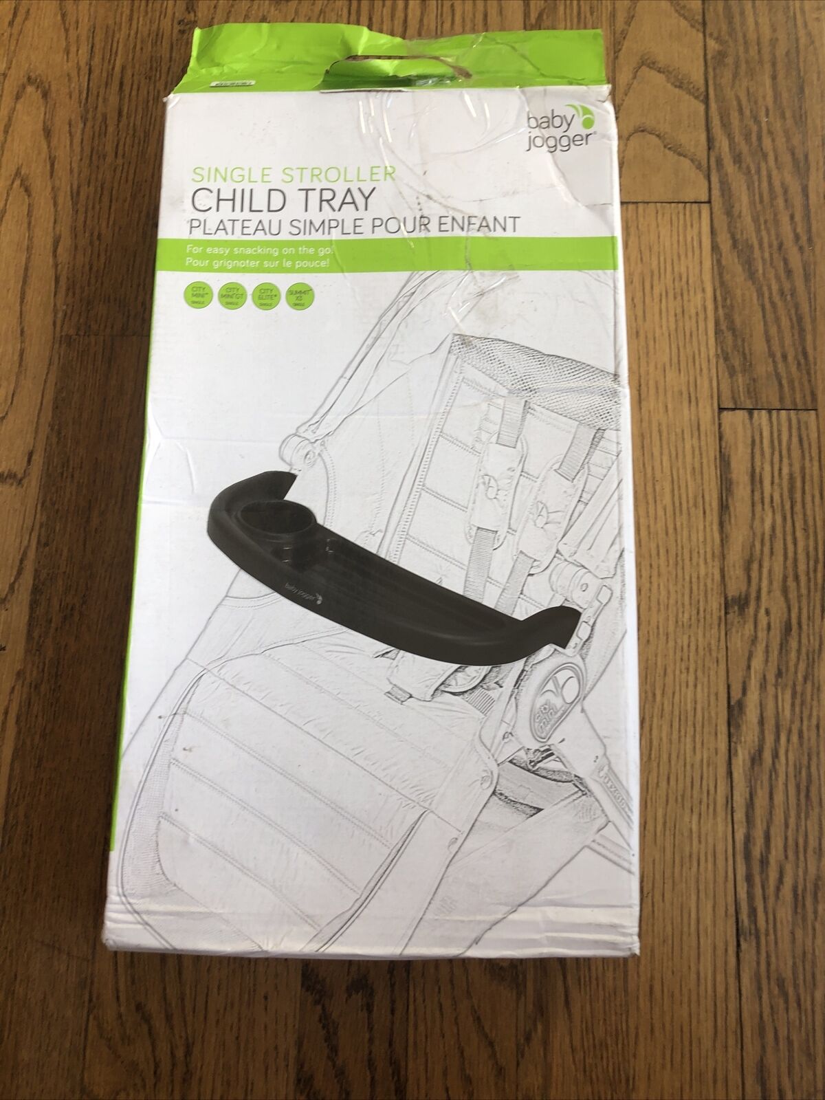 New! Baby Jogger Single Stroller Child Tray Cup Holder Black, Some Box Damage