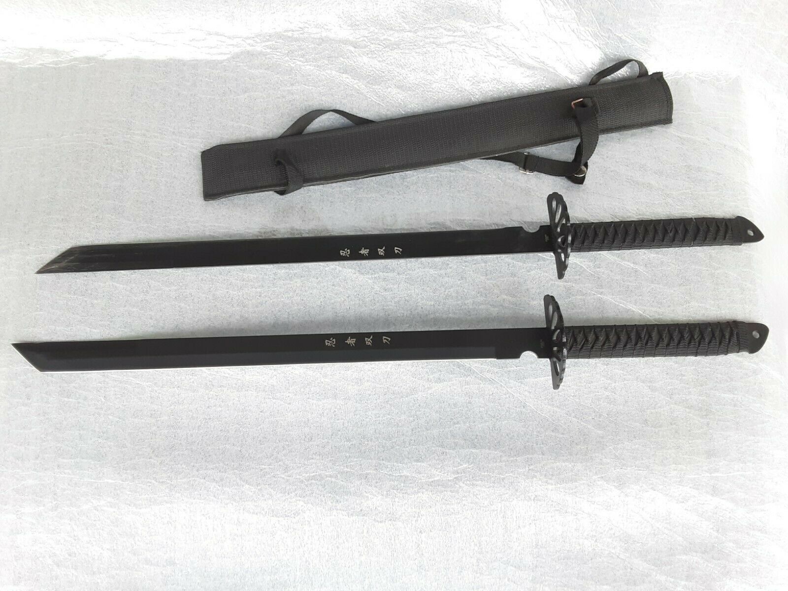 2pc Large Full Tang 28" Ninja Twin Tanto Blade Sword Machete W/ Nylon Sheath
