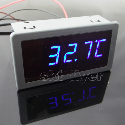 0.56" F/c Blue Led Digital 12v Dc Car Meter Thermometer Motor Ds18b20 Sensor