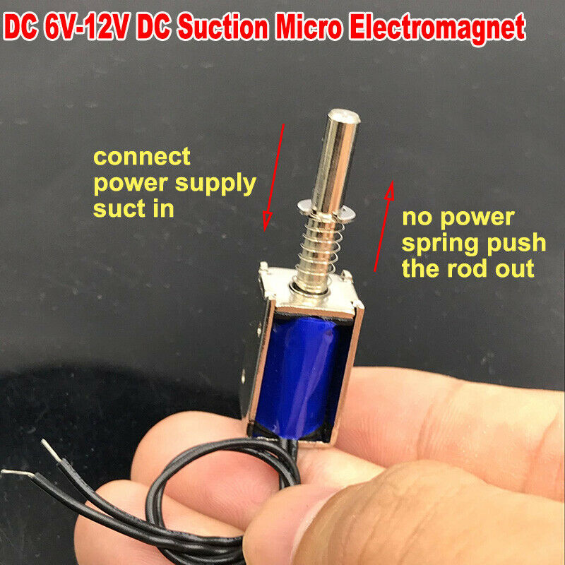 6v-12v Dc Suction Micro Electromagnet Spring Push Pull Type Rod Solenoid Magnets