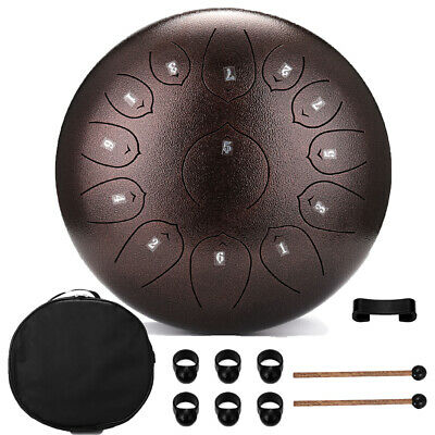 Steel Tongue Drum 12 Inch 13 Notes Percussion Instrument W/ Drum Mallets H2s7