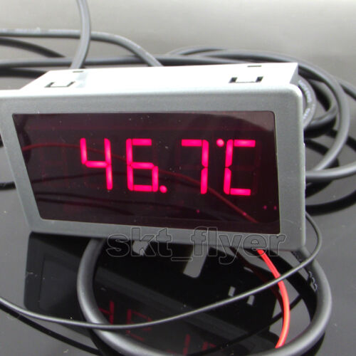 2m F/c Digital Led 12v Dc Car Temperature Meter Thermometer Ds18b20 Sensor Gauge
