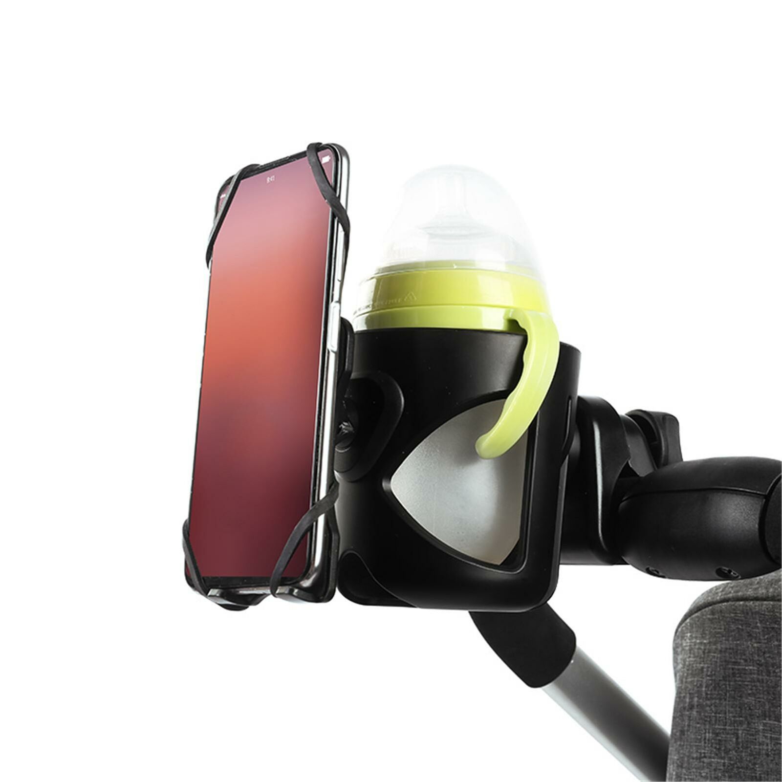 Baby Stroller Cup Holder Mobile Phone Keeper Bicycle Wheelchair 2-in-1 Universa