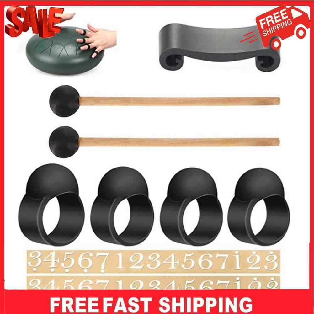 9pcs Wood Tongue Drum Drumstick Finger Sleeves Handpan Percussion Accessory #sf
